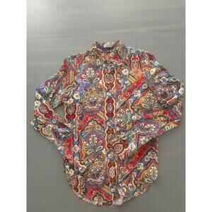 ROBERT GRAHAM Gabriela Women's Xsmall Vibrant Patchwork Paisley SILK Shirt